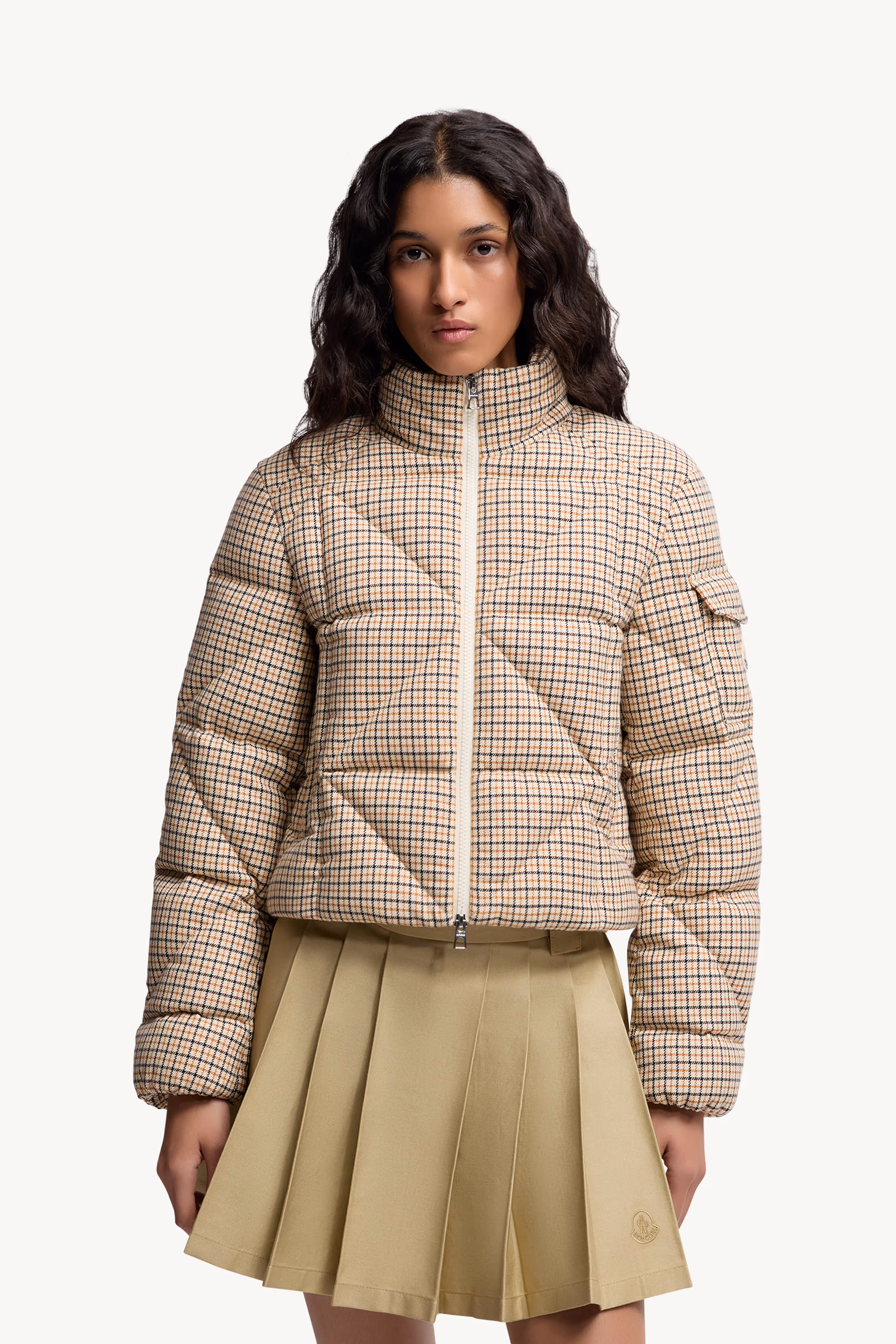 Keros Diamond-Quilted Wool Blend Short Down Jacket Women Beige Moncler 3